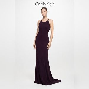 Calvin Klein Women's Deep Purple Elegant  Casual Maxi Dress Sixe Small